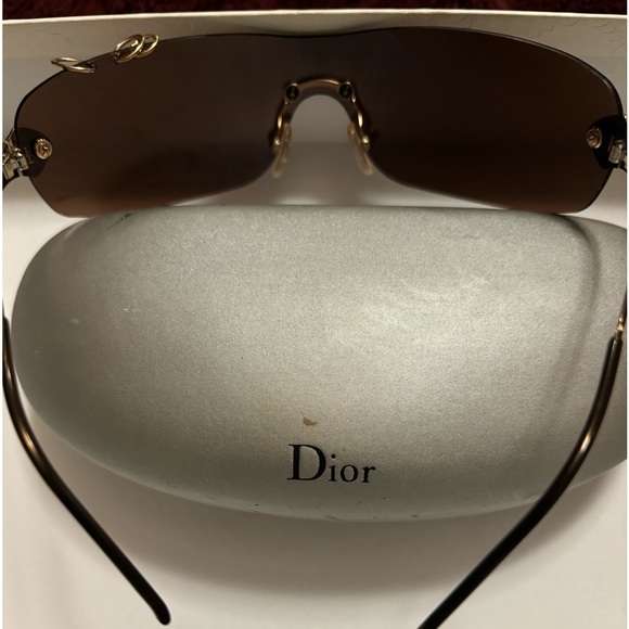 🌞Christian Dior Brown Y2K Gold Piercing Sunglasses RARE BROWN color. NWOT - Picture 3 of 7